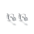 Minimalistische S925 sterling zilveren oorknopjes met glanzende ronde zirkoon en vier klauwen - 2mm