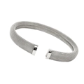 Detailed view of silver mesh textured C-shape stainless steel bracelet with smooth ends - 12mm / Choker Necklace / Silver