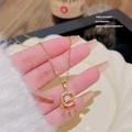 Collana acchiappasogni in acciaio al titanio dorato con diamante e ciondoli a foglia - Stile pendente acchiappasogni (X001) / Oro