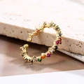 18K gold plated adjustable open ring with colorful zircon stones on stone background - Adjustable Open / Colorful Zirconia
