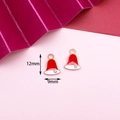 Christmas hat alloy pendant 12x9mm with red and white enamel for jewelry making - 16# Christmas Bell