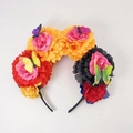 Mexicaanse Dag van de Doden hoofdband met kleurrijke kunstbloemen en vlinderdecoratie - Stijl 4