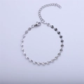 Close-up of silver steel bracelet with sunburst textured links and lobster clasp - 17+5cm / Silver 4mm Embossed Plate Style