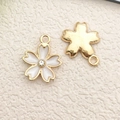 Cute cherry blossom alloy pendant with white enamel and sparkling crystal inlay - 1pc White Rhinestone Cherry Blossom