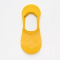 Bright yellow low cut liner sock for women featuring delicate lace floral pattern - Lace Low Cut Invisible Socks / Yellow