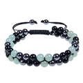 Detail of adjustable double-layer beaded bracelet with amethyst and magnetic hematite beads - 6mm Green Aventurine Bracelet (3 Beads)