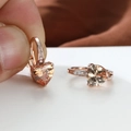 Rose gold heart earrings with champagne zirconia and micro-pave diamonds detail - Rose Gold Champagne Zircon