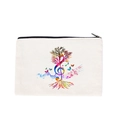Canvas coin purse with colorful treble clef tree print and secure black zipper - Music Tree
