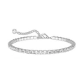 Silver stainless steel tennis bracelet featuring round clear cubic zirconia stones - Silver 3 (Tennis Chain)