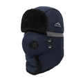 Chapeau de trappeur bleu marine avec doublure polaire, masque et bande réfléchissante - Taille unique / Bleu marine