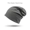 Thin dark grey waffle knit beanie for women and men with breathable texture - Thin Dark Grey