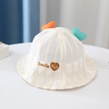 Detail of baby sun hat with breathable mesh fabric and heart-shaped plush decorations - Kids' Universal Size / Double Heart Beige