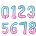 Ballons numériques de 40 pouces dégradé bleu rose avec motifs étoilés pour anniversaire - Pack de Ballons Chiffres Dégradés Ciel Étoilé