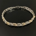 Two-tone geometric chain bracelet with gold plating and paved white stones - SL318 Two-Tone U-Shape Bracelet
