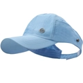 Light blue quick-dry open top sun hat with KT metal logo for high ponytails - Adjustable / Blue
