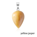 Polished yellow jasper water drop pendant with a silver metallic clasp on white background - Yellow Jasper
