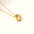 Golden balloon D letter pendant necklace with textured edges and beaded chain - Letter D(S-P062-D)