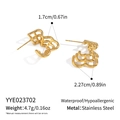 Detail of 18K gold plated bear shaped hollow wave pattern stainless steel earrings - Hollow Wave Bear Style (YYE023702)