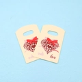 Mini yellow plastic gift bag with red bow and heart pattern for jewelry packaging - No. 84 (Heart Bow)