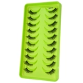 Macro view of 10 pairs of dense black half eyelashes on a tray, model YK313 - Dense Fan Style (YK313)