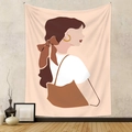 Detailansicht eines abstrakten Wandteppichs mit weiblicher Silhouette an einer Wand - LC-20 (Minimalistischer Frauenrücken) / 73*95CM (Gebürsteter Stoff)