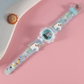 Blue unicorn digital watch for kids with translucent silicone strap and rainbow pattern - Unicorn 3 Blue