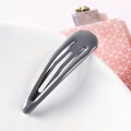 Glossy grey teardrop shaped 5cm BB hair clip for girls with minimalist metallic finish - Gray