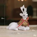 White Christmas reindeer figurine with red ribbon bell, size 19x10x18cm and 86g weight - Prone Reindeer