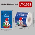 200pcs roll of blue cartoon Santa Claus Merry Christmas stickers for gift decoration - LY-1063 (Blue Santa)