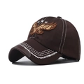 Cappellino da baseball classico in cotone lavato marrone con ricamo aquila e stelle - Aquila Caffè