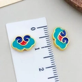 Perle nuage porte-bonheur en émail cloisonné bleu et rouge pour bijoux avec règle - Grand (22428)