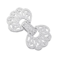 Detailed macro view of silver cubic zirconia encrusted fan-shaped jewelry connector clasp - VK258 White Gold Petal Clasp