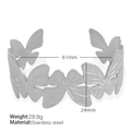 Silver hollow butterfly stainless steel open bangle bracelet with 24mm wide design - Silver [Butterfly Hollow]