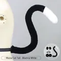 Plush black and white cat tail and accessories set for cosplay with fluffy texture - One Size / Meow Cat Tail-Black White