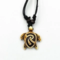 Collana con ciondolo a tartaruga marina in resina beige effetto osso con cordino nero - R-1/Motivo Spirale Beige Marrone