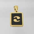 Collier en acier inoxydable 18K avec pendentif rectangulaire noir signe du Cancer - Cancer (Avec Chaîne)