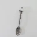 Vintage alloy coffee spoon in antique silver with crystal top and leaf branch handle - Gunmetal