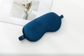 Navy blue 22 momme mulberry silk sleep mask with elastic strap on white background - Navy Blue