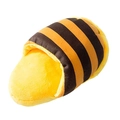 Bee-themed yellow and brown striped plush pet toy made of soft coral fleece material - Brown Slipper