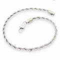 Polished silver stainless steel rope chain bracelet with a classic lobster clasp closure - 20cm / 3mm / Steel