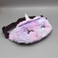 Pink and purple gradient plush unicorn waist bag with embroidered details and strap - Purple