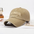 Khaki washed vintage baseball cap with Los Angeles embroidery and distressed cotton finish - Adjustable / Washed Beige