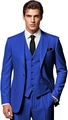 Front view of royal blue three-piece slim fit suit jacket and vest for business men - 2XS / Royal Blue