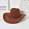 Detail of dark brown western cowboy hat featuring braided rope trim and metal eyelets - One Size (57-60cm) / Dark Coffee