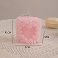 Pink heart-shaped rose scented candle with Love engraving and floral texture, 7.2cm tall - Macaron Pink Cluster (White Peach Oolong) / Heart Shape/125g