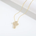 Elegant gold cross pendant necklace with sparkling cubic zirconia pavé on a fine chain - Cross (Gold)