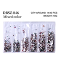 Mixed color flatback rhinestones for nail art in 6-compartment box, 1440 pieces - Mixed Sizes SS4-SS16 Around 1440 Pieces / Multi-color