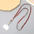 Red and black woven crossbody phone strap with herringbone pattern and metal hook - 12mm Width / Red White