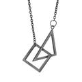 Geometric black metal necklace featuring interlocked square and triangle pendants - Interlocking Black Style (With Chain)