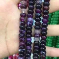 Natural purple striped agate abacus beads 5x8mm strands for DIY jewelry making - 5*8mm (Per Strand) / Purple Stripe Agate